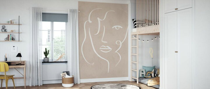 楽天市場 イラスト 顔 ピンク ベージュ 韓国インテリアの壁紙 輸入 カスタム壁紙 Photowall Curly Face Ii 貼ってはがせるフリース壁紙 不織布 海外取寄せ商品 代引き 後払い不可 壁紙屋本舗 カベガミヤホンポ