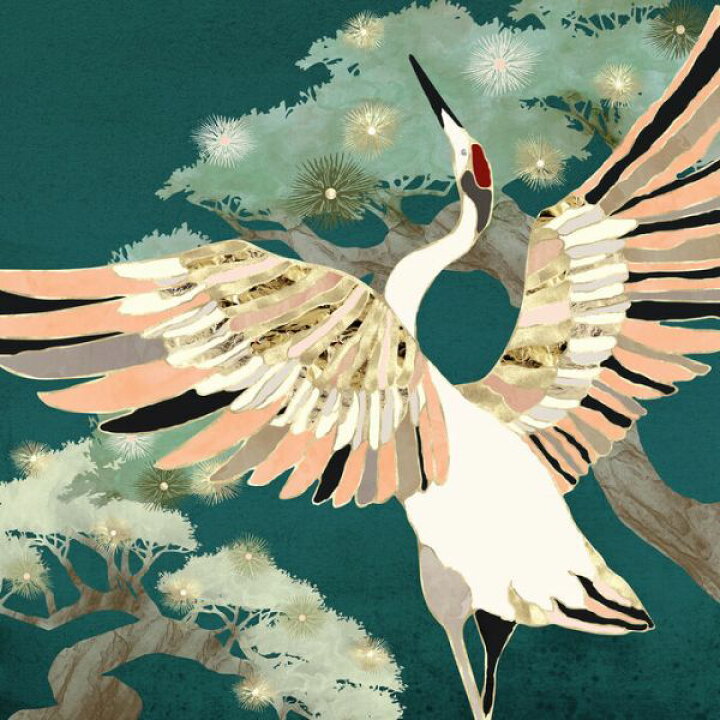 楽天市場 鶴 鳥 松 イラスト アート 緑 グリーンの壁紙 輸入 カスタム壁紙 Photowall Golden Crane 貼ってはがせるフリース壁紙 不織布 海外取寄せ商品 代引き 後払い不可 壁紙屋本舗 カベガミヤホンポ