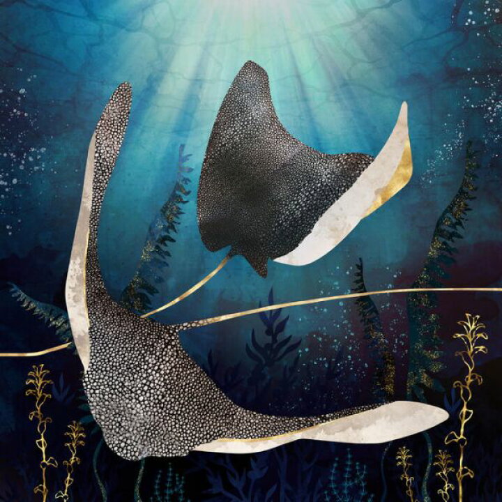 楽天市場 エイ マンタ 海 イラスト アート 青 ブルーの壁紙 輸入 カスタム壁紙 Photowall Metallic Stingray 貼ってはがせるフリース壁紙 不織布 海外取寄せ商品 代引き 後払い不可 壁紙屋本舗 カベガミヤホンポ