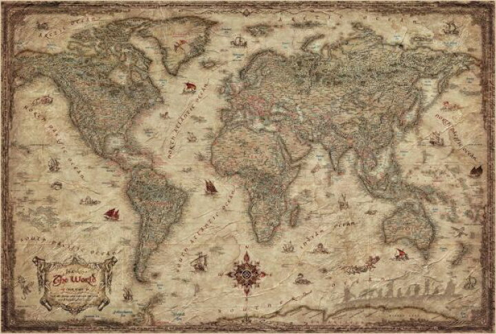 楽天市場】世界地図 ビンテージ アンティーク 冒険 茶色 ブラウンの 
