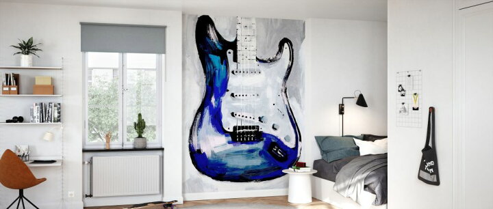 楽天市場 ギター エレキギター 青 ブルーの壁紙 輸入 カスタム壁紙 Photowall Electric Blues 貼ってはがせるフリース壁紙 不織布 海外取寄せ商品 代引き 後払い不可 壁紙屋本舗 カベガミヤホンポ