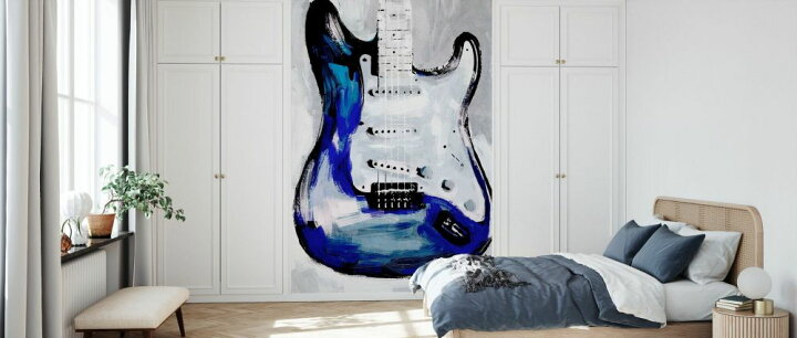 楽天市場 ギター エレキギター 青 ブルーの壁紙 輸入 カスタム壁紙 Photowall Electric Blues 貼ってはがせるフリース壁紙 不織布 海外取寄せ商品 代引き 後払い不可 壁紙屋本舗 カベガミヤホンポ