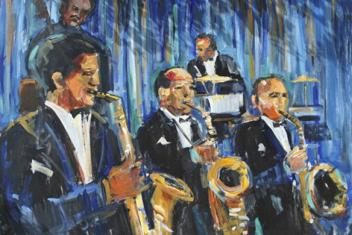 楽天市場 ジャズバンド サックス ドラム イラスト 青 ブルーの壁紙 輸入 カスタム壁紙 Photowall Horn Section 貼ってはがせるフリース壁紙 不織布 海外取寄せ商品 代引き 後払い不可 壁紙屋本舗 カベガミヤホンポ