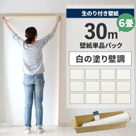 【9/20は全品ポイント5倍】 壁紙 のり付き 30m パック 6畳 壁紙の上から貼れる白の塗り壁 白 ホワイト シ…