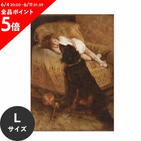 水だけで何度も貼れるはがせる アートポスター 賃貸OK のり付き Hattan Art Poster ハッタンアートポスター Sleeping Child with Dog / HP-00295 Lサイズ(64cm×90cm) 砂壁 に 貼れる 壁紙ポスター 壁紙屋本舗