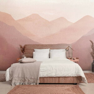 サイズオーダー ミューラル壁紙 フリース壁紙(のりなし) 水彩画 Mountain Range Rose Tan NSO-G00071