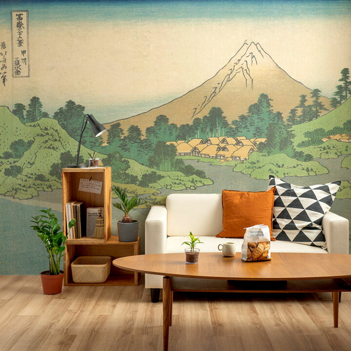 最大25 クーポン配布中 富士山 浮世絵の壁紙 サイズオーダー壁紙 フリース壁紙 のりなし 日本画 葛飾北斎 富嶽三十六景 甲州三坂水面 NSO-N00032 壁紙屋本舗・カベガミヤホンポ
