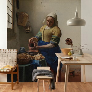 【全品対象クーポン配布中】 牛乳を注ぐ女の壁紙 サイズオーダー壁紙 フリース壁紙(のりなし)西洋画 フェルメール The Milkmaid NSO-S00022