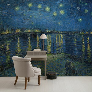 【全品対象クーポン配布中】 星月夜の壁紙 サイズオーダー壁紙 フリース壁紙(のりなし)西洋画 ゴッホ Starry Night Over the Rhone NSO-S00026