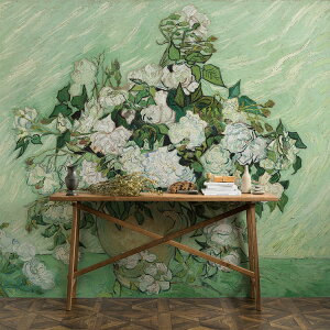 【全品対象クーポン配布中】 バラの壁紙 サイズオーダー壁紙 フリース壁紙(のりなし)西洋画 ゴッホ Roses NSO-S00028