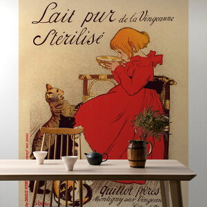 【全品対象クーポン配布中】 女の子と猫の壁紙 サイズオーダー壁紙 フリース壁紙(のりなし)西洋画 スタンラン Lait pur st?rilis? de la Vingeanne NSO-S00030