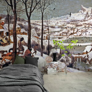 【全品対象クーポン配布中】 雪中の狩人の壁紙 サイズオーダー壁紙 フリース壁紙(のりなし)西洋画 ピーテル・ブリューゲル(父) Hunters in the Snow NSO-S00039