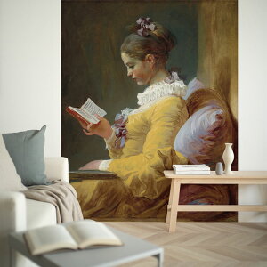 【全品対象クーポン配布中】 読書する娘の壁紙 サイズオーダー壁紙 フリース壁紙(のりなし)西洋画 フラゴナール Young Girl Reading NSO-S00044