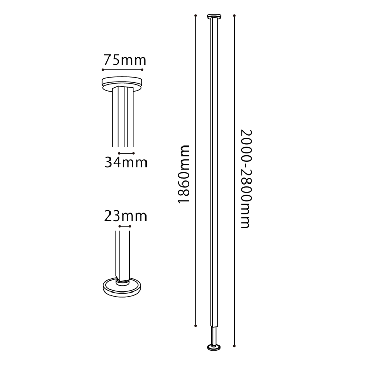 突っ張りポール式 テレビ壁掛けシステム ショートポールセット TVセッタージュネス スクエア型つっぱりポール単品のまとめ買い