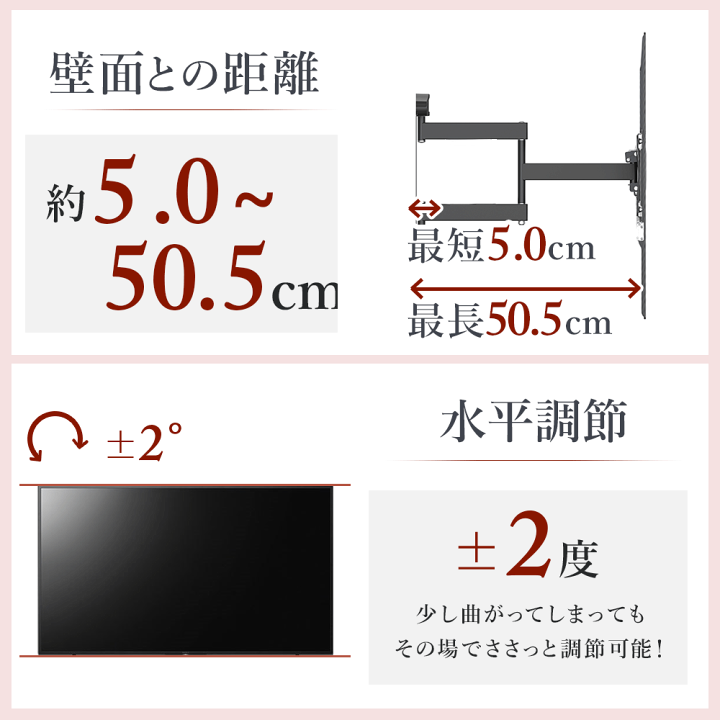 【新品】未使用　壁掛テレビ金具　上下左右　角度調整　PRM-LTMXPRO色:白 42〜90型対応】大型テレビ対応 壁掛け金具 上下左右角度調節