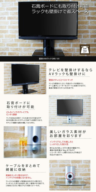 レビューで送料無料テレビの壁掛けには壁掛けのAVラックを!壁掛けラック(6kgまでOK)シェルフ-DRS-101(AVラック/ラック壁掛け金具/壁掛けシェルフ/壁掛/金具/収納)【RCP】