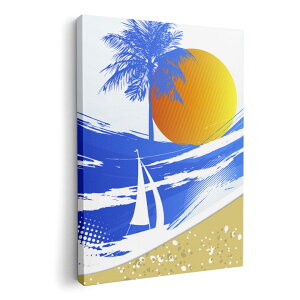 アートパネル 絵 絵画 飾り 選べるサイズ 594×841mm A1 モダン 玄関 写真 フォト インテリア おしゃれ 001408 海 太陽 ヤシの木 ヨット