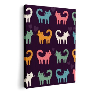 アートパネル 絵 絵画 飾り 選べるサイズ 594×841mm A1 モダン 玄関 写真 フォト インテリア おしゃれ 007932 猫 ねこ イラスト カラフル