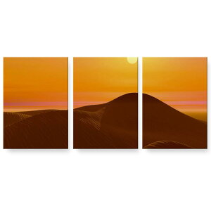 アートパネル 3連 3枚セット 絵 絵画 飾り igsticker 594mmx420mm A2 フォト 壁掛け 木枠 インテリア おしゃれ 000029 砂漠 夕日 太陽