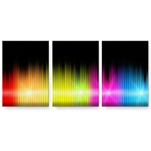 アートパネル 3連 3枚セット 絵 絵画 飾り igsticker 594mmx420mm A2 フォト 壁掛け 木枠 インテリア おしゃれ 000084 虹色 黒