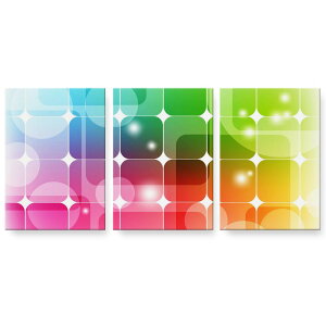 アートパネル 絵 絵画 飾り 選べるサイズ 594×841mm A1 3枚セット セット物 モダン 玄関 写真 フォト インテリア おしゃれ 000119 虹色 四角 タイル