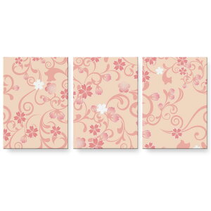 アートパネル 3連 3枚セット 絵 絵画 飾り igsticker 594mmx420mm A2 フォト 壁掛け 木枠 インテリア おしゃれ 000126 桜 ピンク 花柄