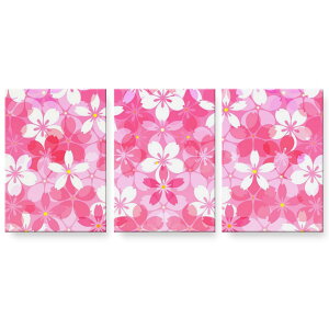 アートパネル 3連 3枚セット 絵 絵画 飾り igsticker 594mmx420mm A2 フォト 壁掛け 木枠 インテリア おしゃれ 000165 桜柄 さくら ピンク