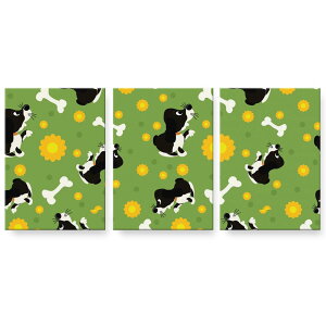 アートパネル 3連 3枚セット 絵 絵画 飾り igsticker 594mmx420mm A2 フォト 壁掛け 木枠 インテリア おしゃれ 000172 犬 骨 緑 花