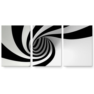 アートパネル 絵 絵画 飾り 選べるサイズ 594×841mm A1 3枚セット セット物 モダン 玄関 写真 フォト インテリア おしゃれ 000303 渦巻き モノクロ 錯覚