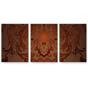 アートパネル 3連 3枚セット 絵 絵画 飾り igsticker 594mmx420mm A2 フォト 壁掛け 木枠 インテリア おしゃれ 000415 ペイズリー ダマスク 花