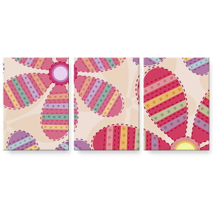 アートパネル 3連 3枚セット 絵 絵画 飾り igsticker 594mmx420mm A2 フォト 壁掛け 木枠 インテリア おしゃれ 000722 花 ストライプ
