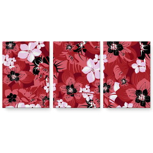 アートパネル 3連 3枚セット 絵 絵画 飾り igsticker 594mmx420mm A2 フォト 壁掛け 木枠 インテリア おしゃれ 000751 花 赤色