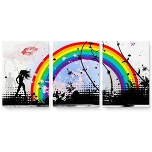 アートパネル 3連 3枚セット 絵 絵画 飾り igsticker 594mmx420mm A2 フォト 壁掛け 木枠 インテリア おしゃれ 000819 虹 女の人