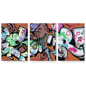 アートパネル 3連 3枚セット 絵 絵画 飾り igsticker 594mmx420mm A2 フォト 壁掛け 木枠 インテリア おしゃれ 001040 グラフィティ 落書き