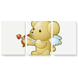アートパネル 3連 3枚セット 絵 絵画 飾り igsticker 594mmx420mm A2 フォト 壁掛け 木枠 インテリア おしゃれ 001229 クマ 天使 羽