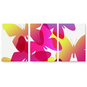 アートパネル 絵 絵画 飾り 選べるサイズ 594×841mm A1 3枚セット セット物 モダン 玄関 写真 フォト インテリア おしゃれ 001233 蝶々 カラフル