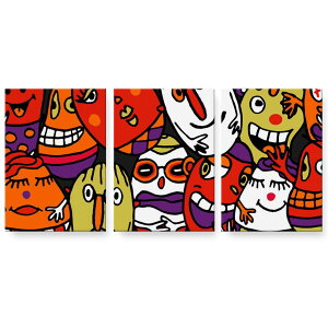 アートパネル 3連 3枚セット 絵 絵画 飾り igsticker 594mmx420mm A2 フォト 壁掛け 木枠 インテリア おしゃれ 001249 タマゴ お化け