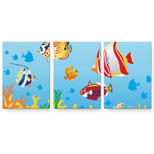 アートパネル 3連 3枚セット 絵 絵画 飾り igsticker 594mmx420mm A2 フォト 壁掛け 木枠 インテリア おしゃれ 001354 海 魚