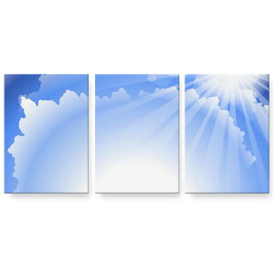 アートパネル 3連 3枚セット 絵 絵画 飾り igsticker 594mmx420mm A2 フォト 壁掛け 木枠 インテリア おしゃれ 001386 太陽 雲 青空