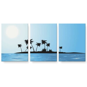 アートパネル 3連 3枚セット 絵 絵画 飾り igsticker 594mmx420mm A2 フォト 壁掛け 木枠 インテリア おしゃれ 001418 海 ヤシの木 太陽