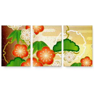 アートパネル 3連 3枚セット 絵 絵画 飾り igsticker 594mmx420mm A2 フォト 壁掛け 木枠 インテリア おしゃれ 002509 花 和風 和柄