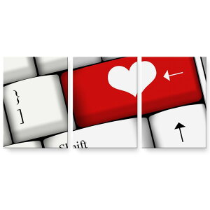 アートパネル 3連 3枚セット 絵 絵画 飾り igsticker 594mmx420mm A2 フォト 壁掛け 木枠 インテリア おしゃれ 002518 ハート キーボード