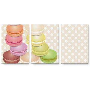 アートパネル 絵 絵画 飾り 選べるサイズ 594×841mm A1 3枚セット セット物 モダン 玄関 写真 フォト インテリア おしゃれ 002679 マカロン 水玉 カラフル