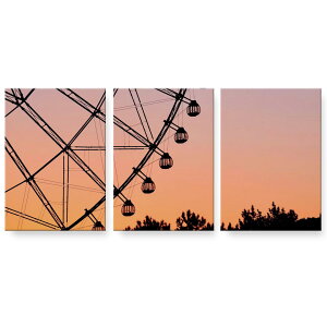 アートパネル 3連 3枚セット 絵 絵画 飾り igsticker 594mmx420mm A2 フォト 壁掛け 木枠 インテリア おしゃれ 023274 観覧車 遊園地 夕日