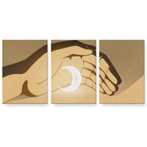 アートパネル 3連 3枚セット 絵 絵画 飾り igsticker 594mmx420mm A2 フォト 壁掛け 木枠 インテリア おしゃれ 023417 月 手 イラスト