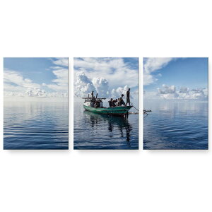 アートパネル 3連 3枚セット 絵 絵画 飾り igsticker 594mmx420mm A2 フォト 壁掛け 木枠 インテリア おしゃれ 023491 海 船 写真