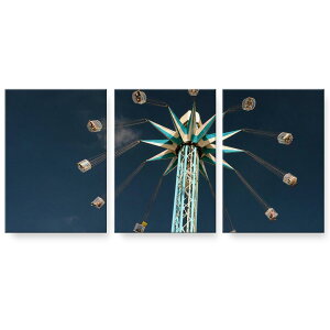 アートパネル 3連 3枚セット 絵 絵画 飾り igsticker 594mmx420mm A2 フォト 壁掛け 木枠 インテリア おしゃれ 023564 遊園地 写真