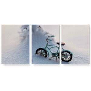 アートパネル 絵 絵画 飾り 選べるサイズ 594×841mm A1 3枚セット セット物 モダン 玄関 写真 フォト インテリア おしゃれ 023566 雪 自転車