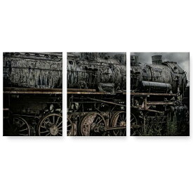 アートパネル 3連 3枚セット 絵 絵画 飾り igsticker 594mmx420mm A2 フォト 壁掛け 木枠 インテリア おしゃれ 023899 鉄道　機関車