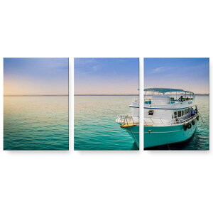 アートパネル 3連 3枚セット 絵 絵画 飾り igsticker 594mmx420mm A2 フォト 壁掛け 木枠 インテリア おしゃれ 025633 海 ボート 空 風景